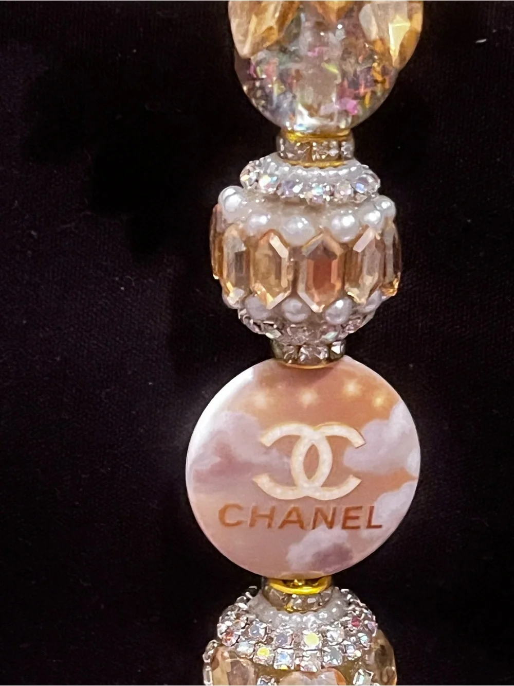 Designer inspired Gold-Tone Pearl & Crystal Flower focal fancy beaded pen
